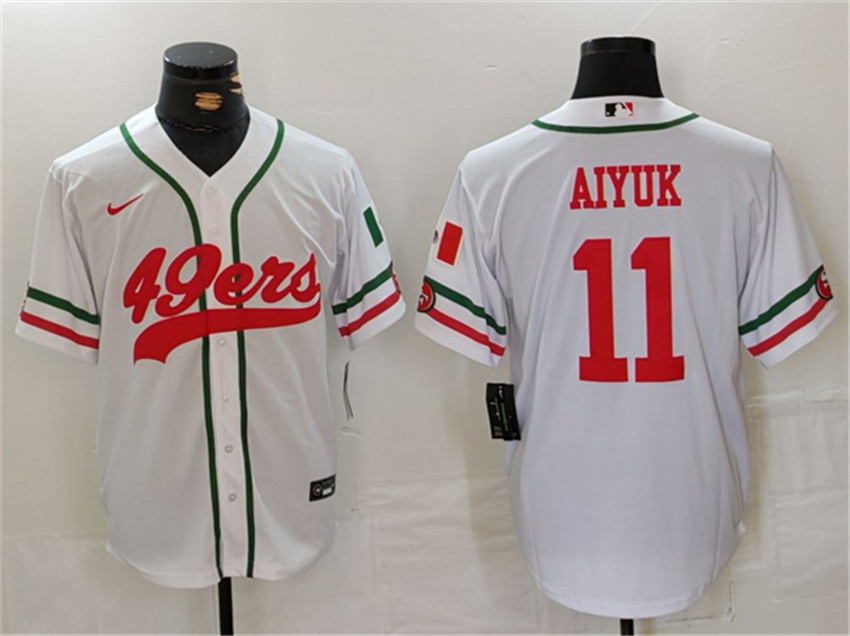Men's White San Francisco 49ers #11 Brandon Aiyuk With Patch Cool Base Stitched Baseball Jersey